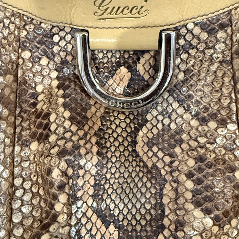 Gucci Yellow Python-Pattern Shoulder Bag With Dou… - image 2